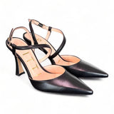 Slingback pelle nera tacco 90 Matteo Pitti<BR/> 