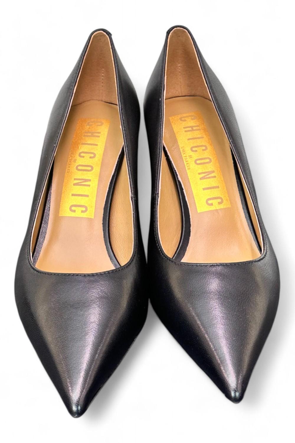 Decolté vitello nero tacco grosso CHICONIC<BR/> 
