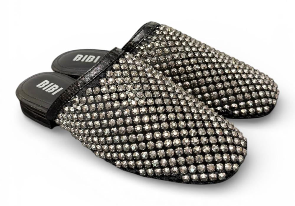 Sabot strass nero argento Bibi Lou 