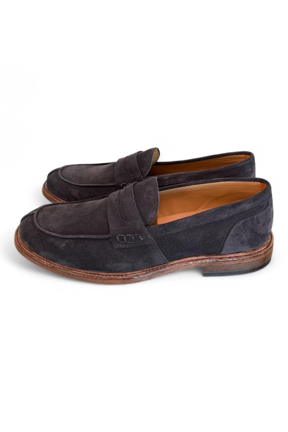 Mocassino suede blu Franco Fedele<BR/> 