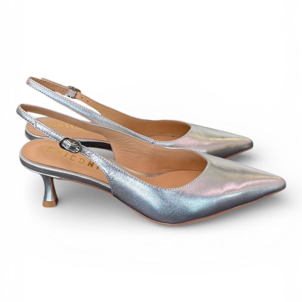 Slingback laminata argento T50 Chiconic 