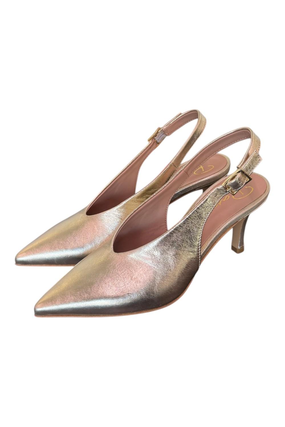 Slingback pelle platino Ranye T70<BR/> 