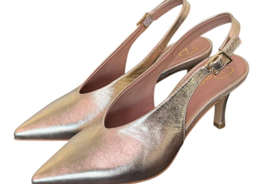 Slingback pelle platino Ranye T70<BR/> 
