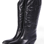 Stivale Texano ricamo in pelle nera Ranye 