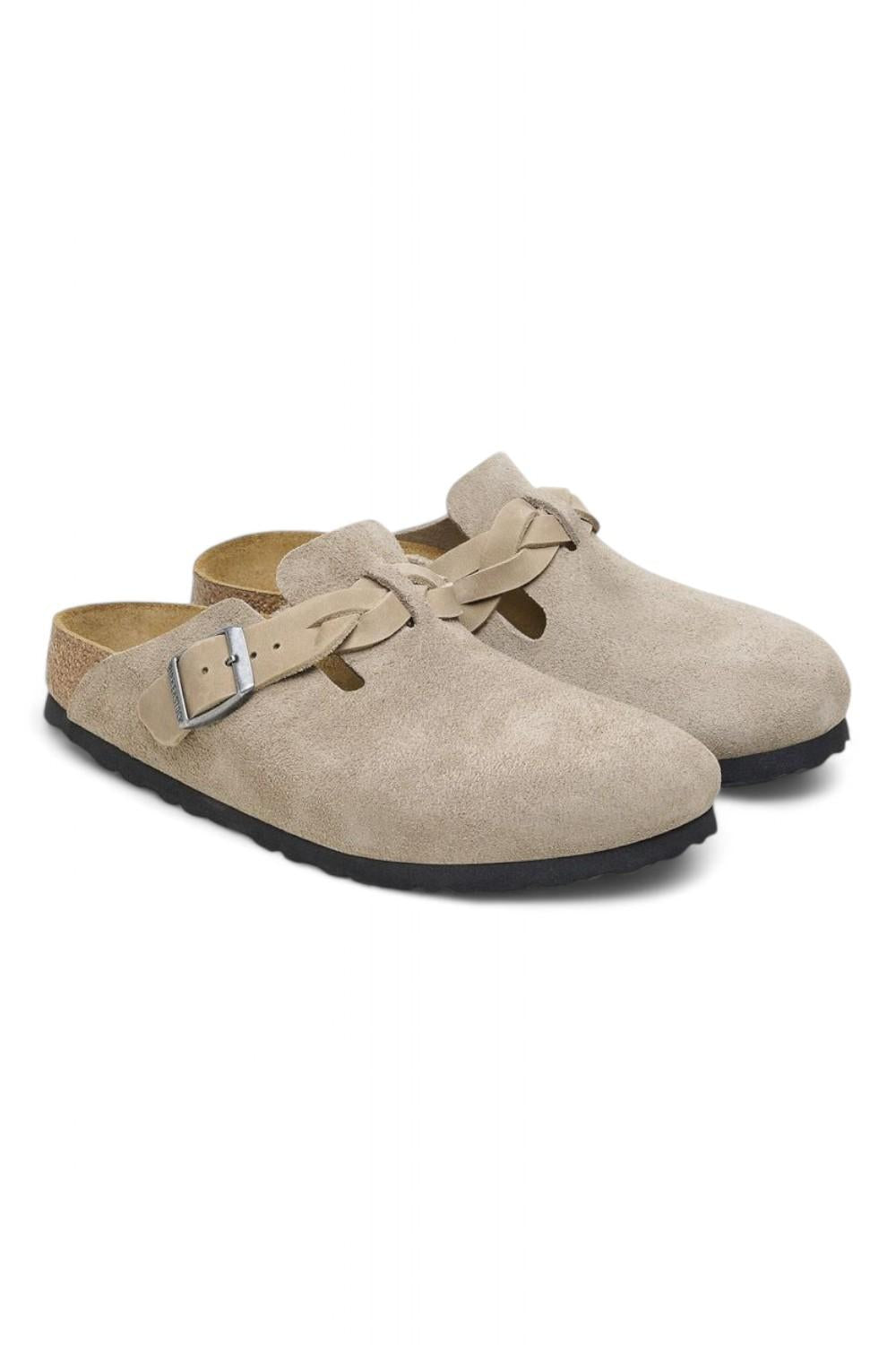 Sabot Boston Birkenstock Suede Braided Taupe 1026694 
