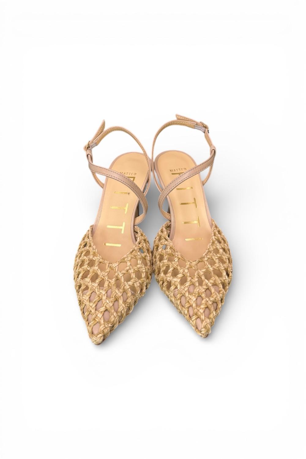 Slingback rafia taupe T70  Matteo Pitti 