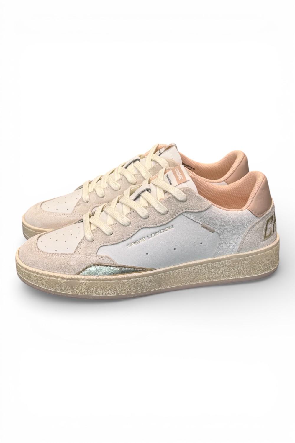 Sneaker bianca beige rosa basket Crime London 