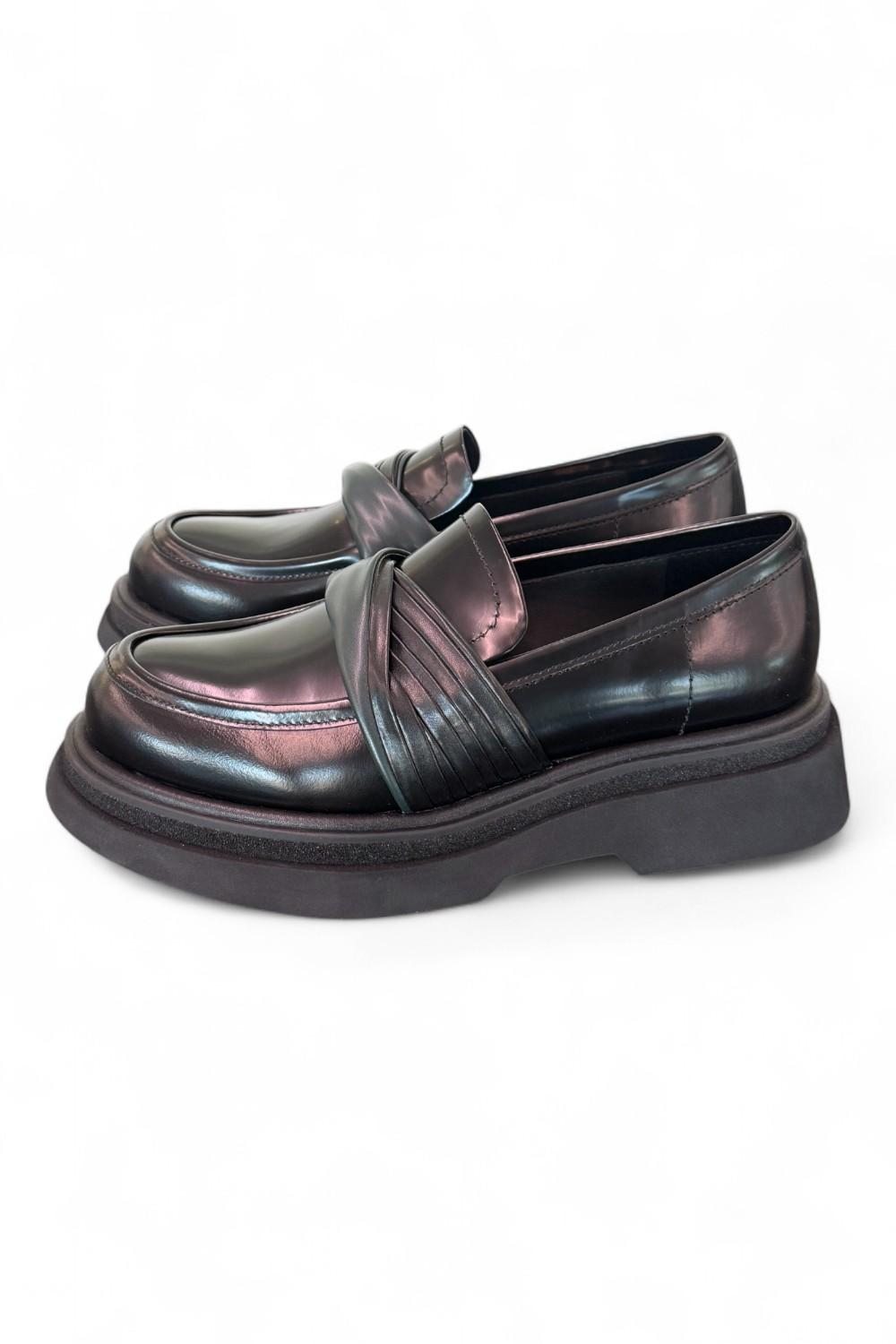 Scarpa mocassino spazzolato nero verde Bruno Premi 