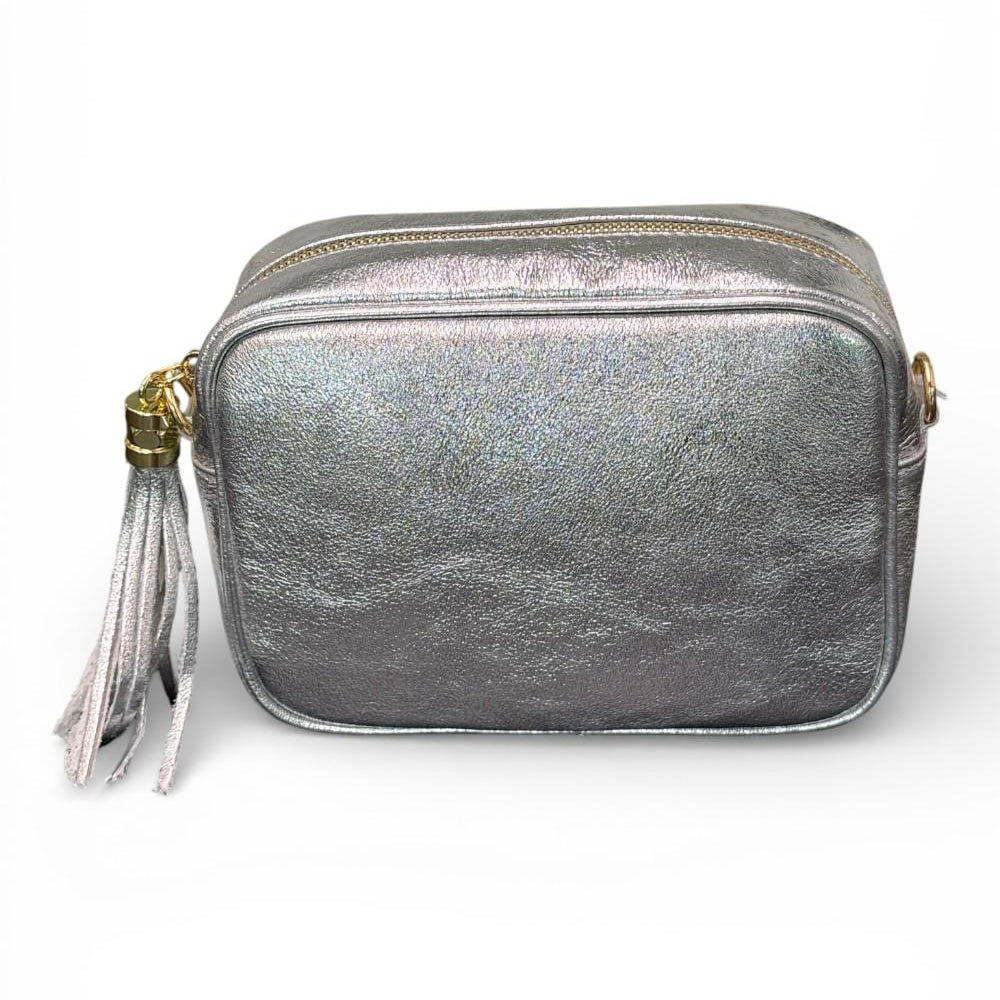 Borsina camera case pelle argento 