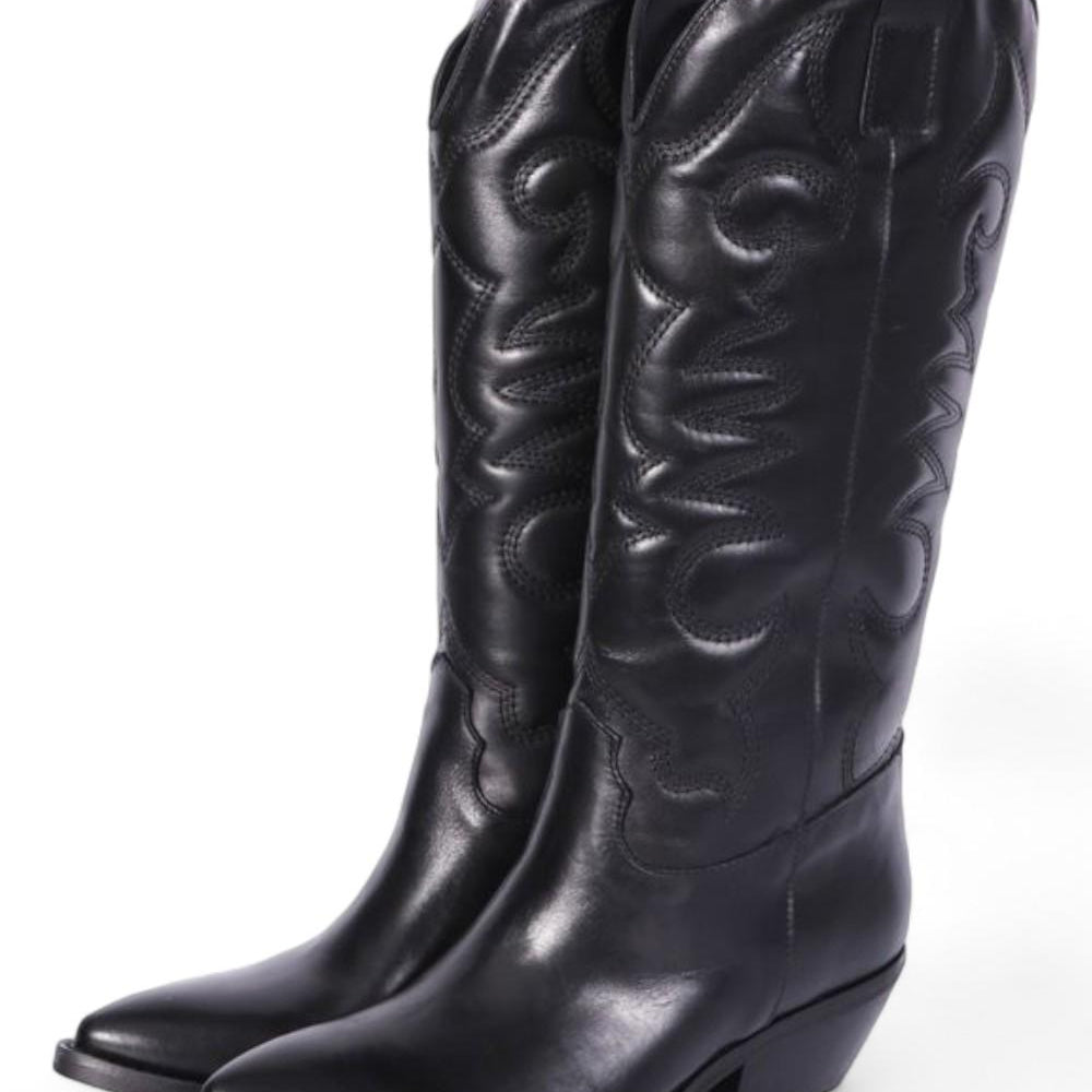 Stivale Texano ricamo in pelle nera Ranye 