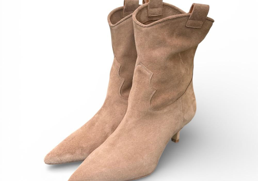 Stivaletto texano elegante suede beige 