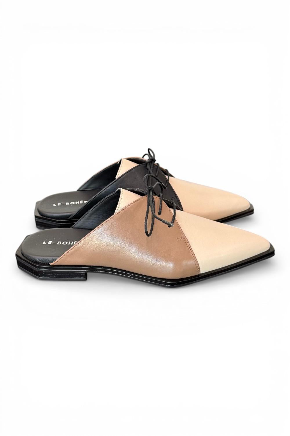 Sabot laccio pelle multicolore beige Le Bohemien 
