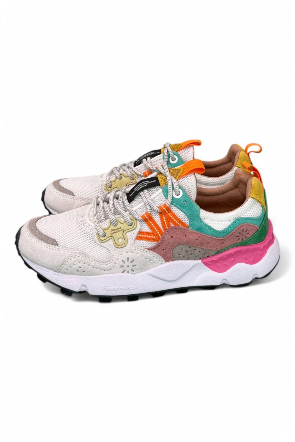 Sneaker donna Flower Mountain Yamano 3 White Fuxia 1N11 rete 