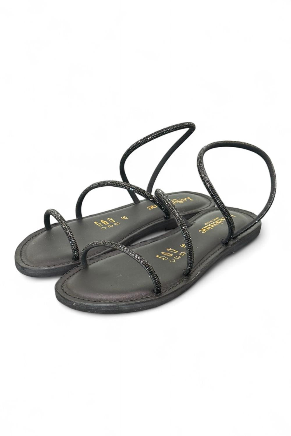 Sandalo strass nero Le Salentine 