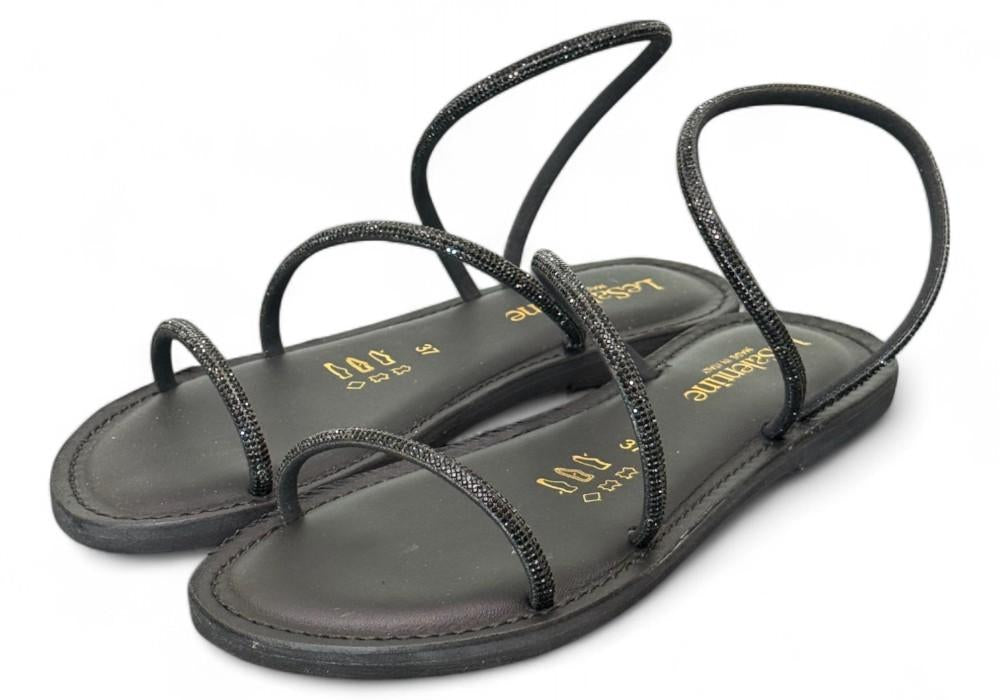 Sandalo strass nero Le Salentine 