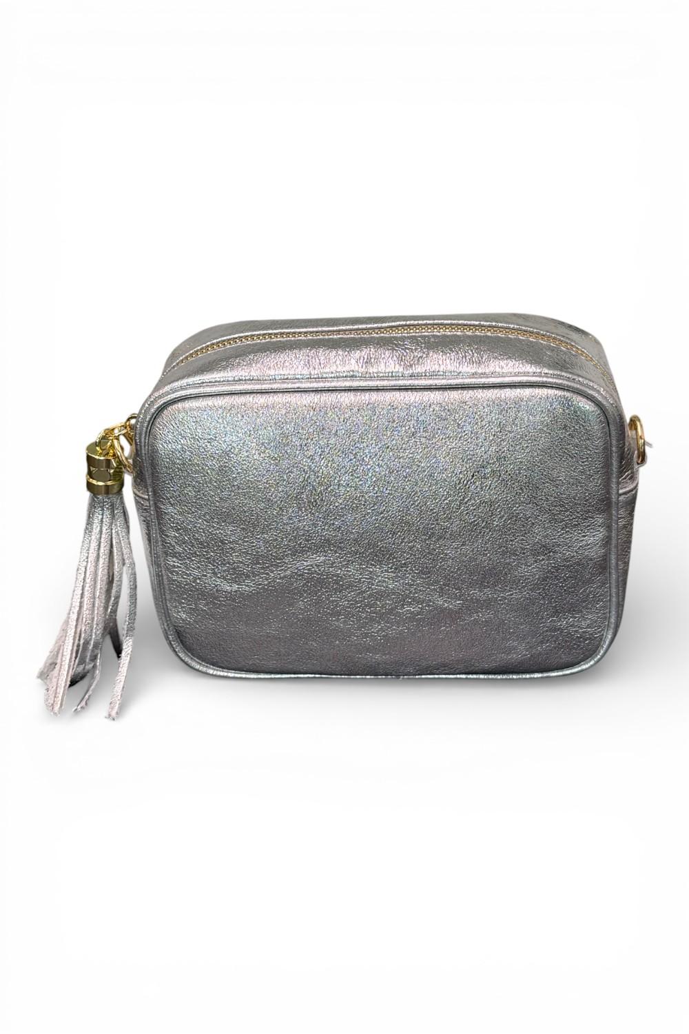 Borsina camera case pelle argento 