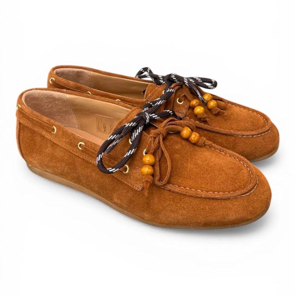 Scarpa barca suede cuoio Antica Bottega<BR/> 