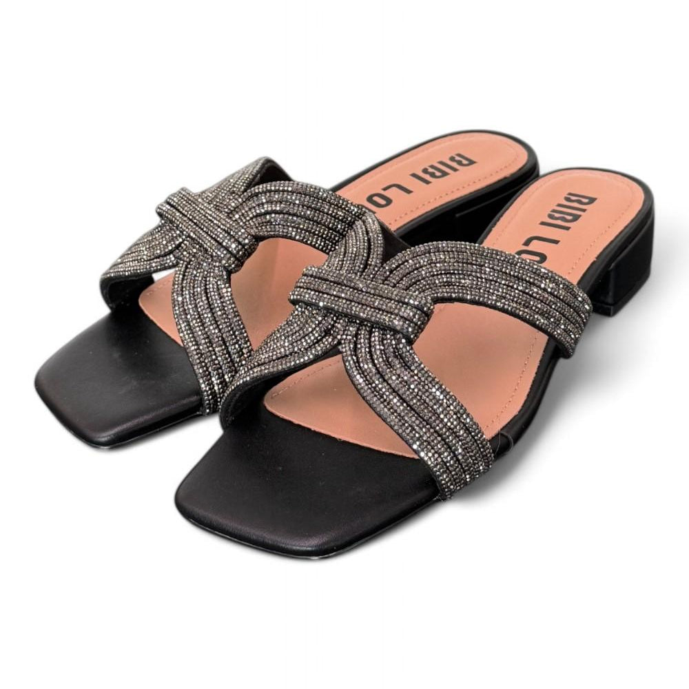 Ciabatta fascia strass nera Bibi Lou<BR/> 