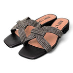 Ciabatta fascia strass nera Bibi Lou<BR/> 