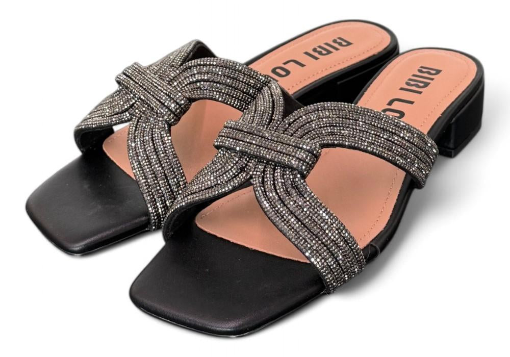 Ciabatta fascia strass nera Bibi Lou<BR/> 