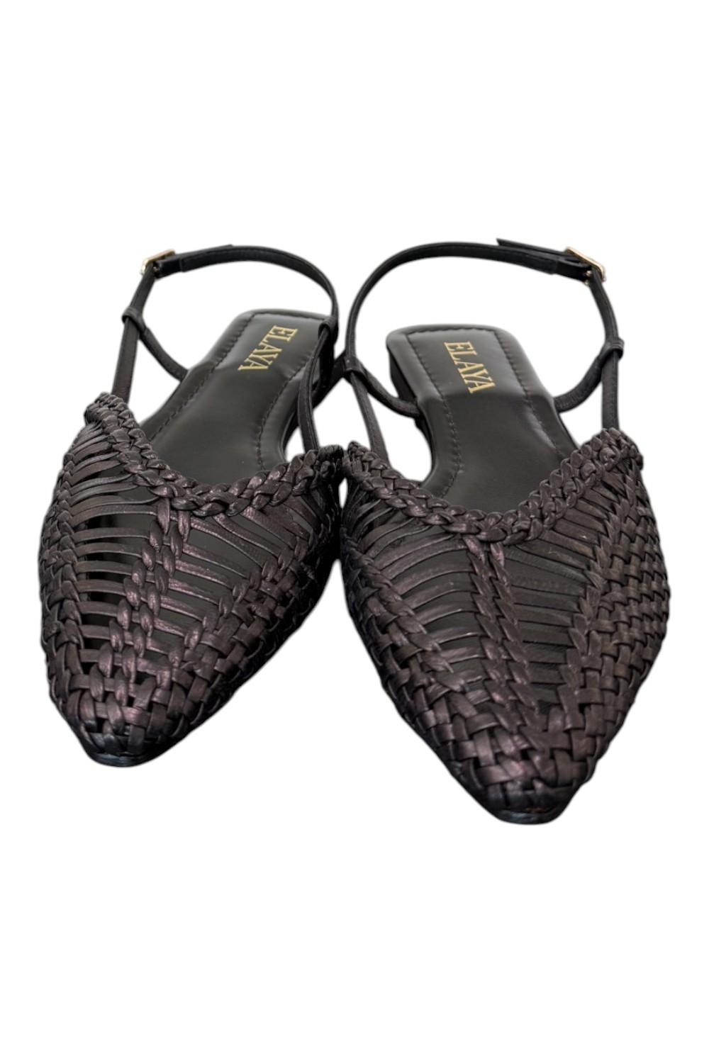 Slingback intrecciata pelle nera Elaya 