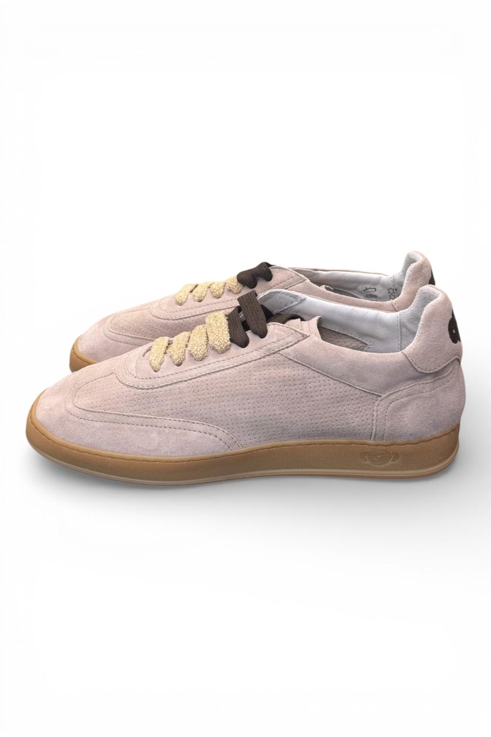 Sneaker uomo Soldini 80 Akira suede forato taupe chiaro 