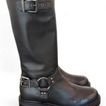 Stivale biker 3/4 pelle nera Angelica 