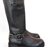 Stivale biker 3/4 pelle nera Angelica 