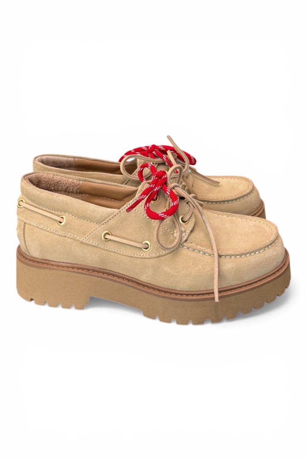 Scarpa barca XL suede beige Antica Bottega<BR/> 