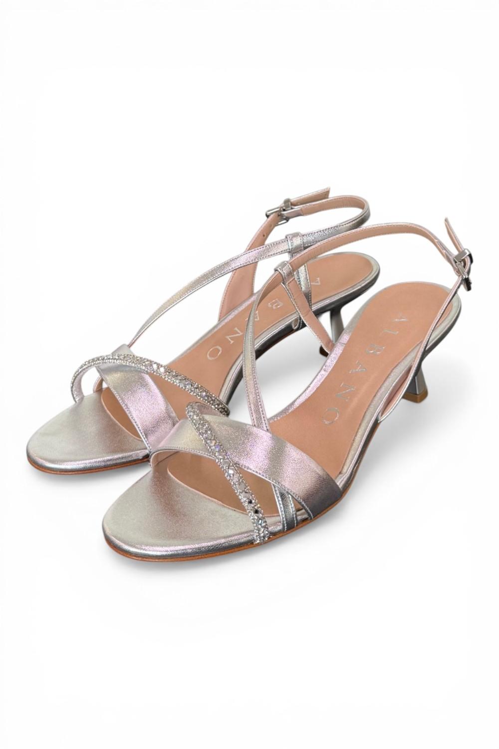 Sandalo strass laminato argento Albano<BR/> 