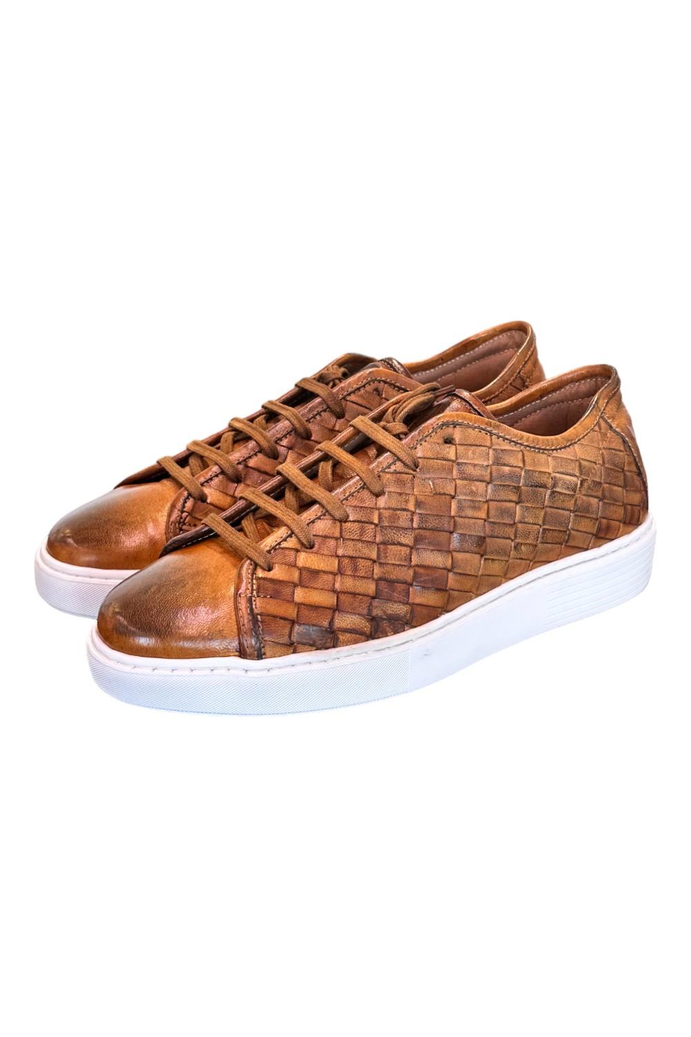 Sneaker uomo intrecciata cuoio Pawelks 
