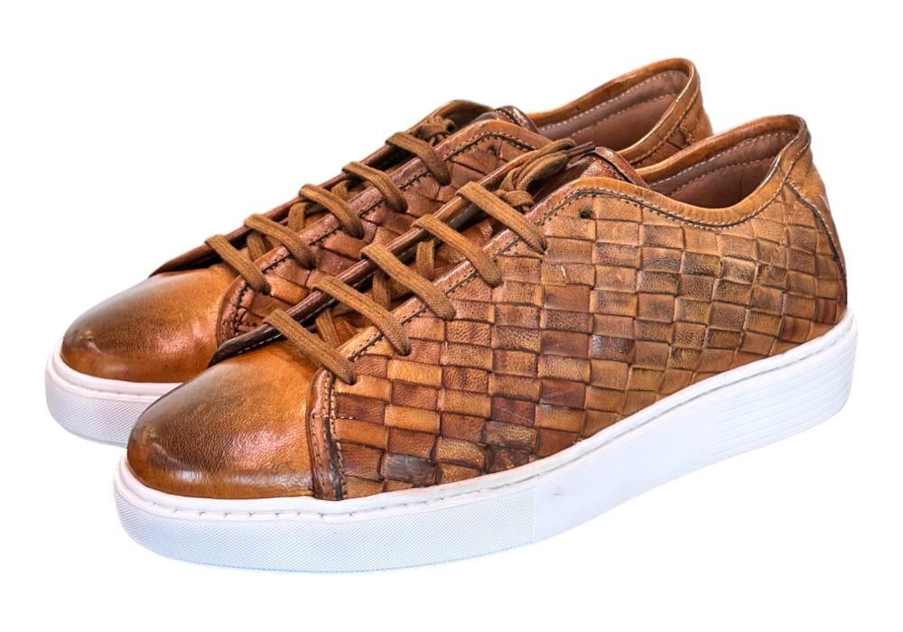 Sneaker uomo intrecciata cuoio Pawelks 