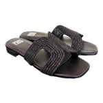 Ciabatta con strass nera Bibi Lou<BR/> 