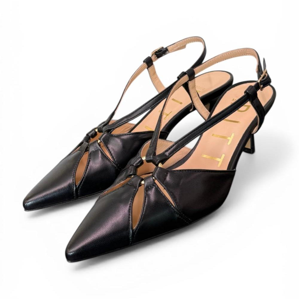 Slingback pelle nera T50  Matteo Pitti 