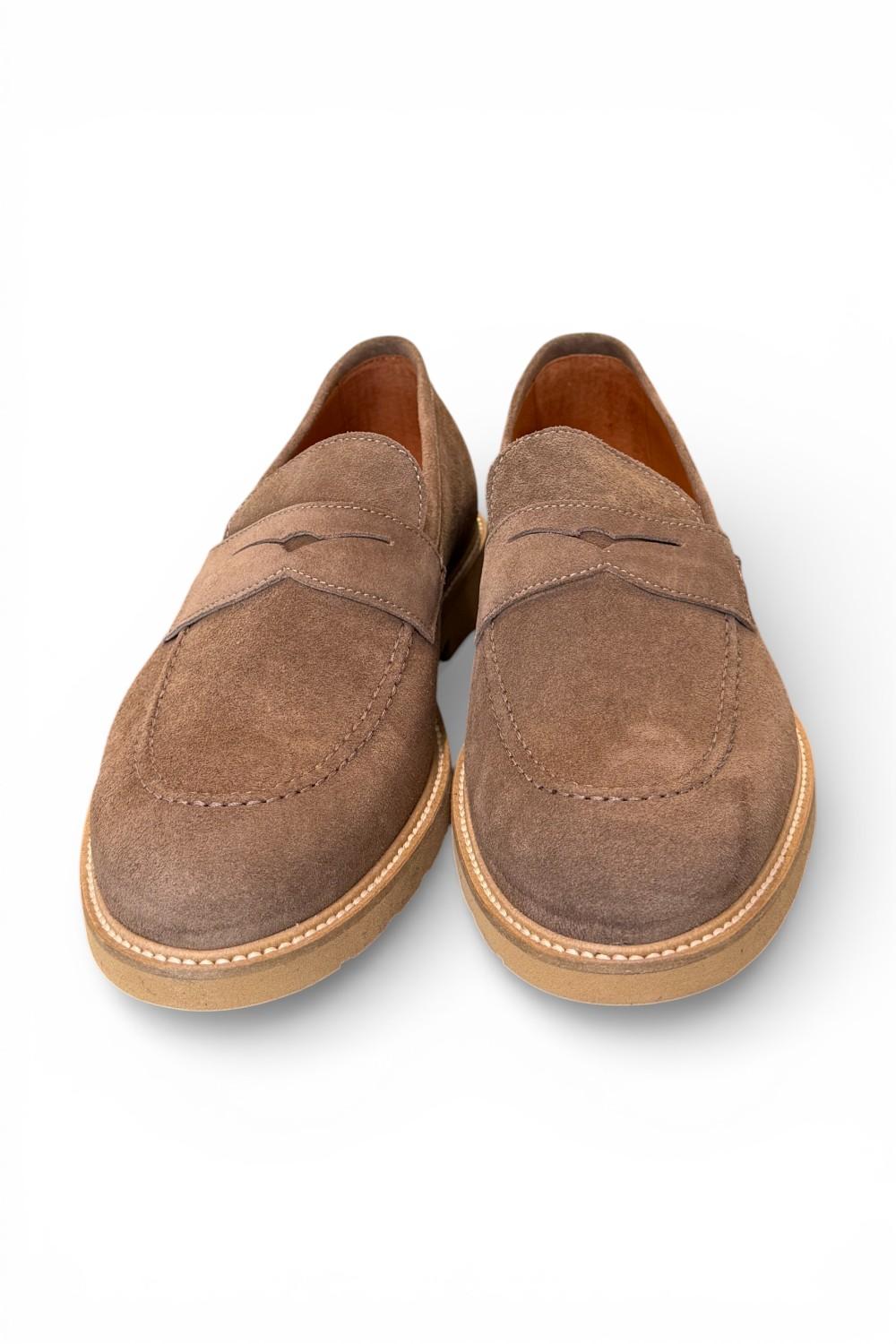 Mocassino camoscio taupe micro Exton 