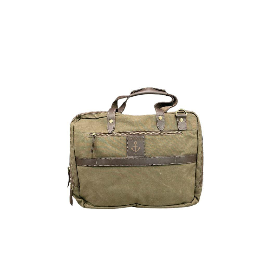 Borsa cartella 2 tasche Tela e pelle Olive Harbour 