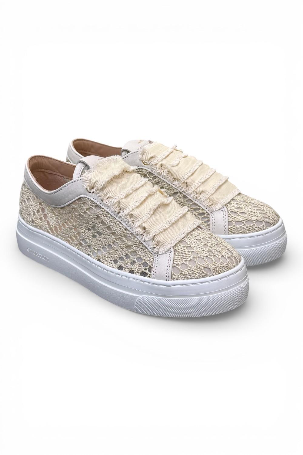 Sneaker donna uncinetto beige oro Stokton<BR/> 