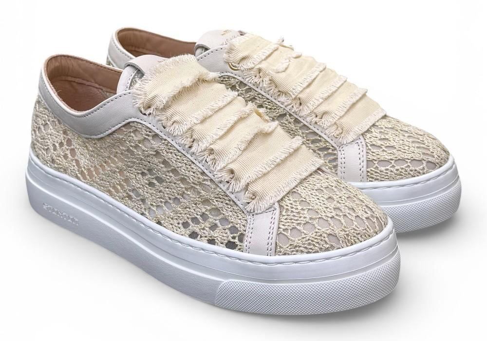 Sneaker donna uncinetto beige oro Stokton<BR/> 