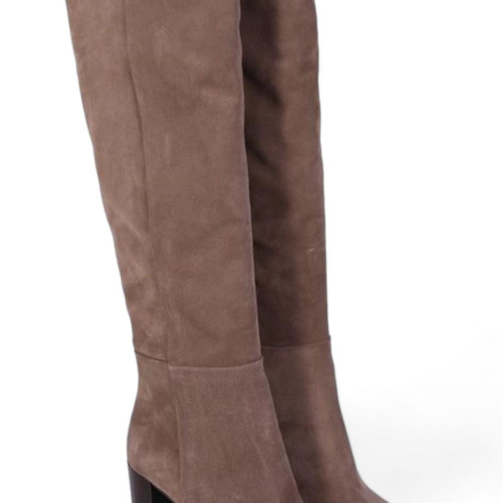 Stivale tubo tacco 80 suede taupe Elisa Lanci 