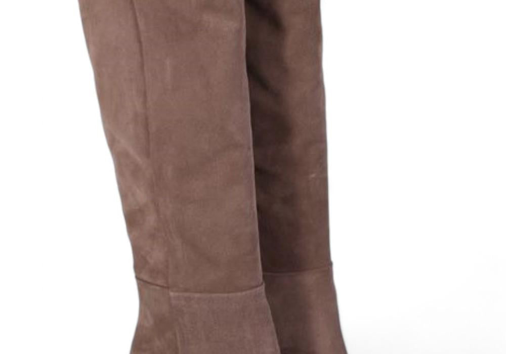Stivale tubo tacco 80 suede taupe Elisa Lanci 