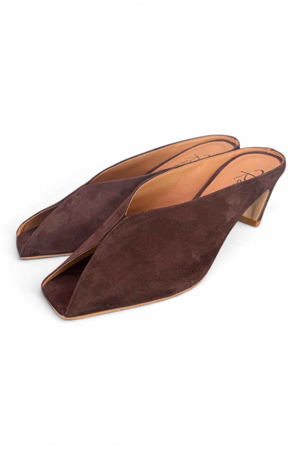 Ciabatta suede testa di moro tacco 60 Ranye 