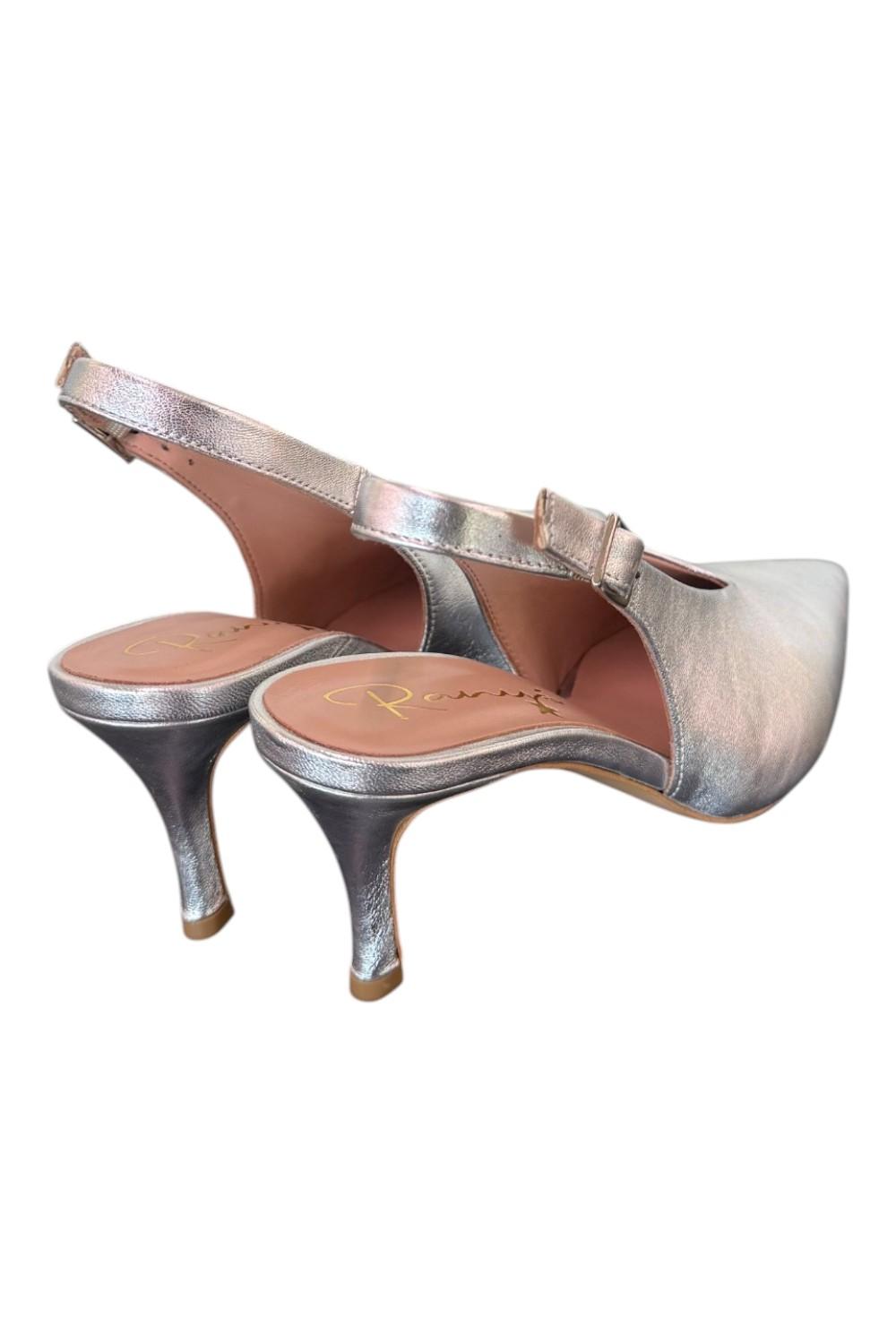 Slingback pelle argento Ranye T70<BR/> 