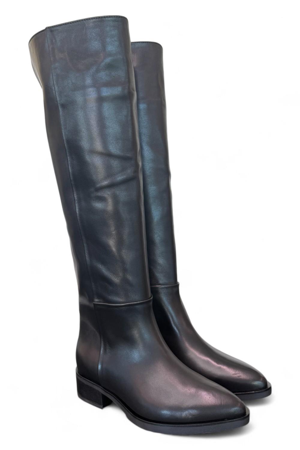 Stivale lungo forma tex pelle nera Elisa Lanci<BR/> 