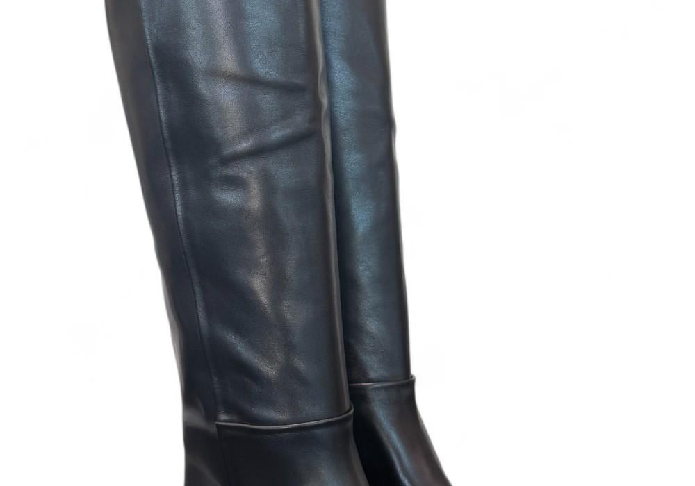 Stivale lungo forma tex pelle nera Elisa Lanci<BR/> 