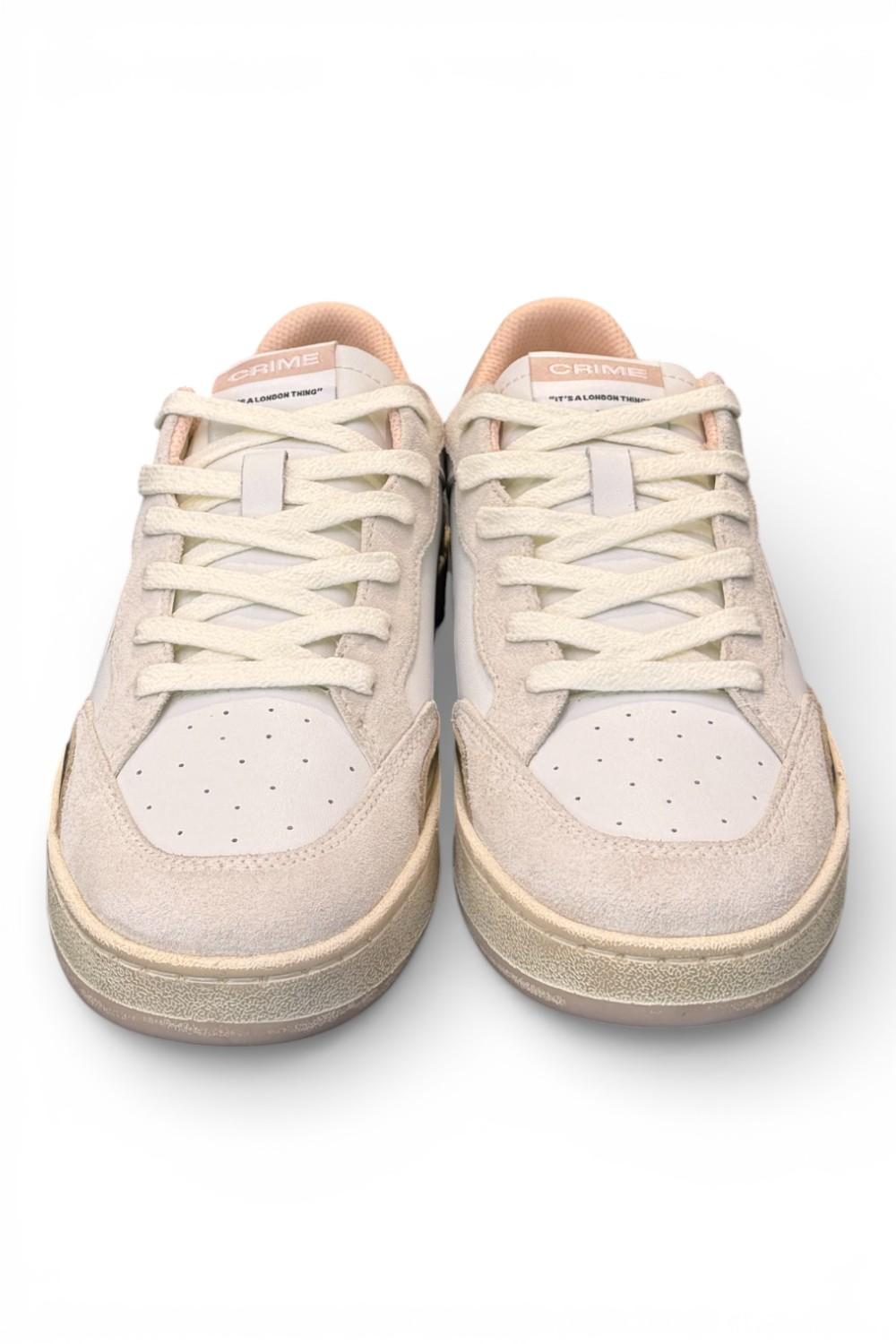 Sneaker bianca beige rosa basket Crime London 