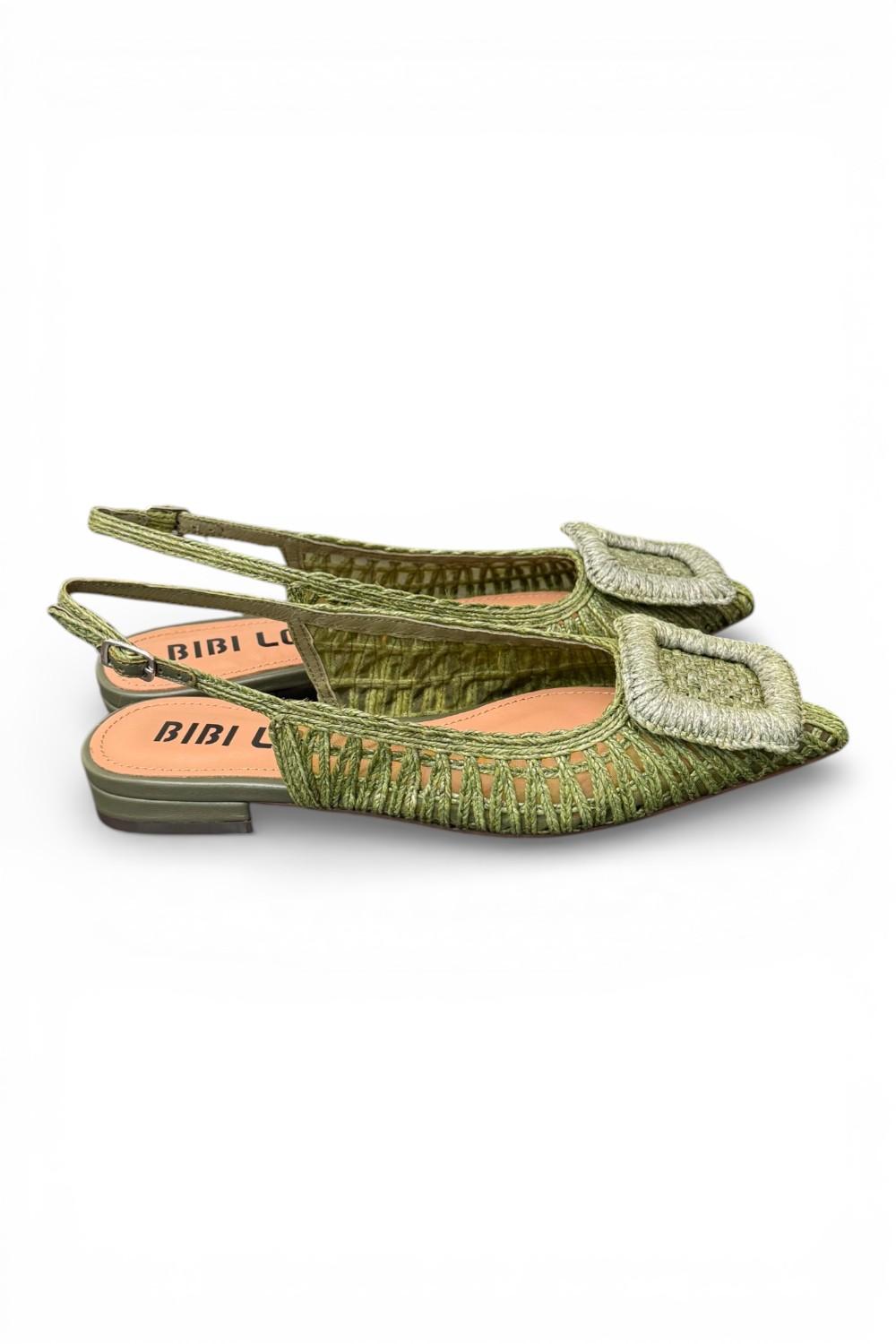 Slingback rafia intrecciata verde Bibi Lou 