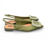 Slingback rafia intrecciata verde Bibi Lou 