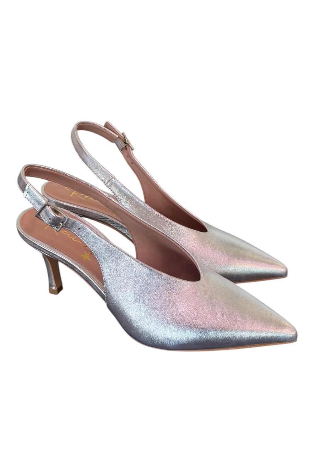 Slingback pelle argento Ranye T70<BR/> 