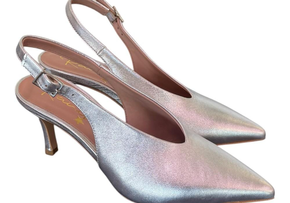 Slingback pelle argento Ranye T70<BR/> 