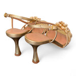 Sandalo gioiello oro tacco 70 Chantal<BR/> <BR/> 